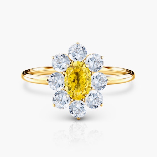 Pierścionek zaręczynowy SAVICKI: złoty, żółty szafir, białe szafiry